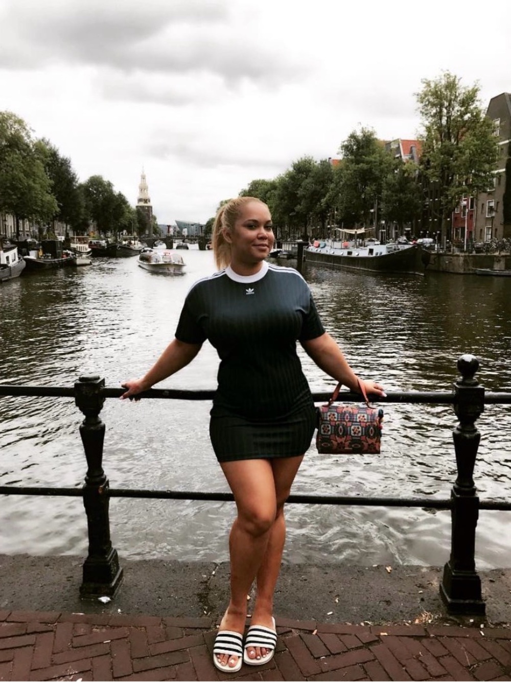 Adidas Blue Striped Crewneck Dress - Picture 3 of 3